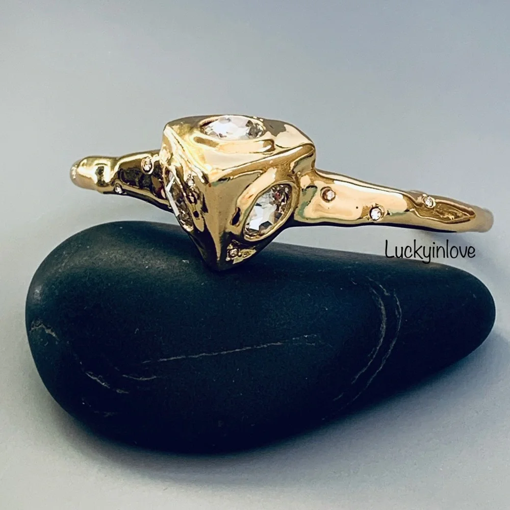 Alexis Bittar Modern Future Antiquities Bold Sculpted Gold Pyramid Cuff Bracelet
